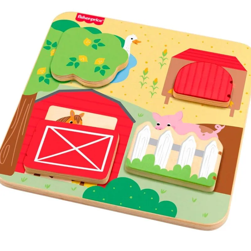 FISHER PRICE Tablero de Madera de Animales de Granja- Juegos Y Juguetes Educativos|Juegos De Madera