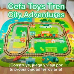 CEFA Tren City Adventures con Alfombra Infantil- Vehículos, Trenes Y Parkings|Primera Infancia Y Preescolar
