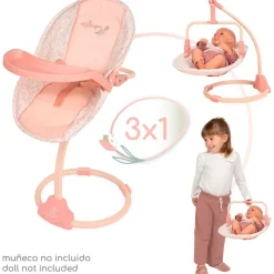 DECUEVAS Juegos Y Juguetes De Imitación|Muñecas|Trona Columpio de Muñecas Tulipe 3x1