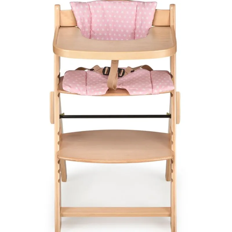 MS Tronas|Juegos De Madera|Trona madera plegable con cojín Full Rosa