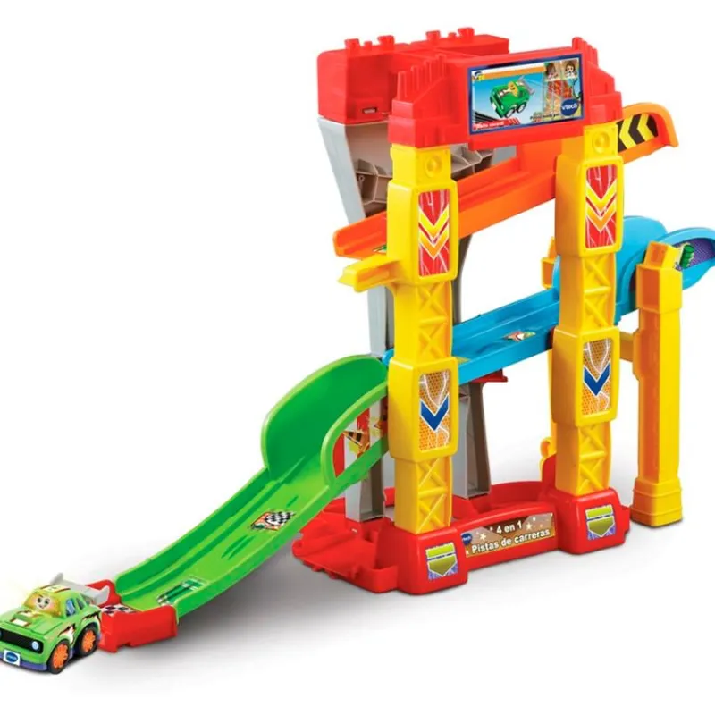 VTECH Tut Tut Bólidos 4 en 1 Pistas de Carreras- Vehículos, Trenes Y Parkings|Primera Infancia Y Preescolar