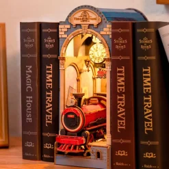 MADNESS TOYS Juegos De Construcción|Puzzles Y Construcciones|Viaje en el Tiempo Maqueta Madera Book Nook Sujetalibros