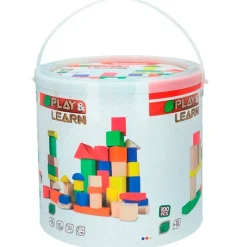 COLOR BABY Woomax Bote Bloques Madera 100 Piezas- Juegos De Madera|Primera Infancia Y Preescolar