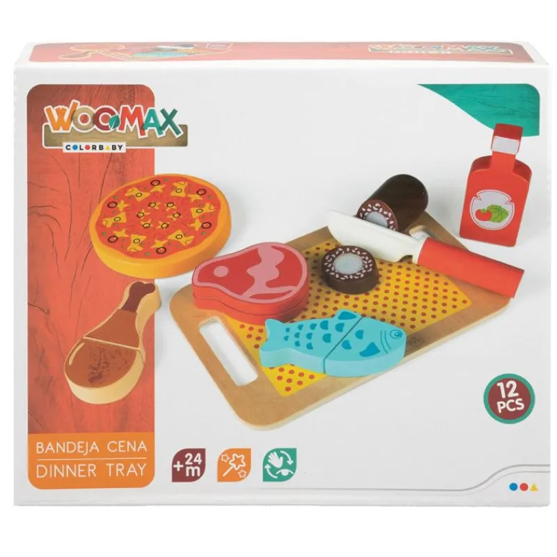 COLOR BABY Juegos De Madera|Primera Infancia Y Preescolar|Woomax Pack Bandeja Cena Madera