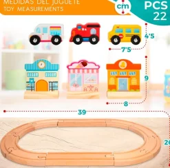 COLOR BABY Woomax Pista y Vehículos de Madera- Juegos De Madera|Vehículos, Trenes Y Parkings