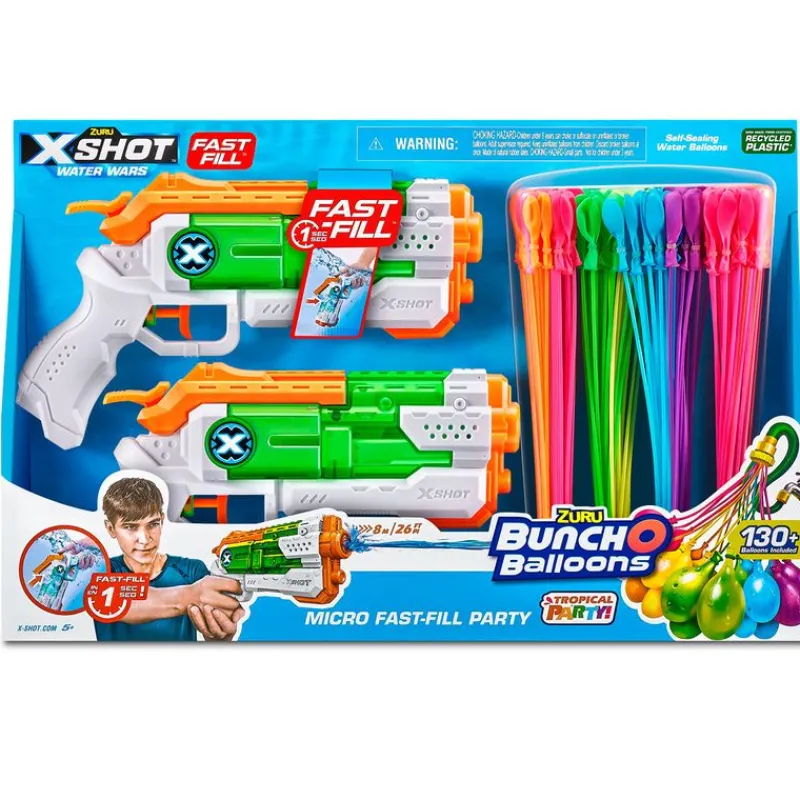 ZURU X Shot Bunch o Ballons Pack Tropical Party Pistolas- Aire Libre