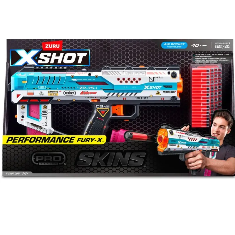 ZURU Juegos Y Juguetes De Imitación|X-Shot Skins Lanzador Performance Fury-X con 40 Dardos